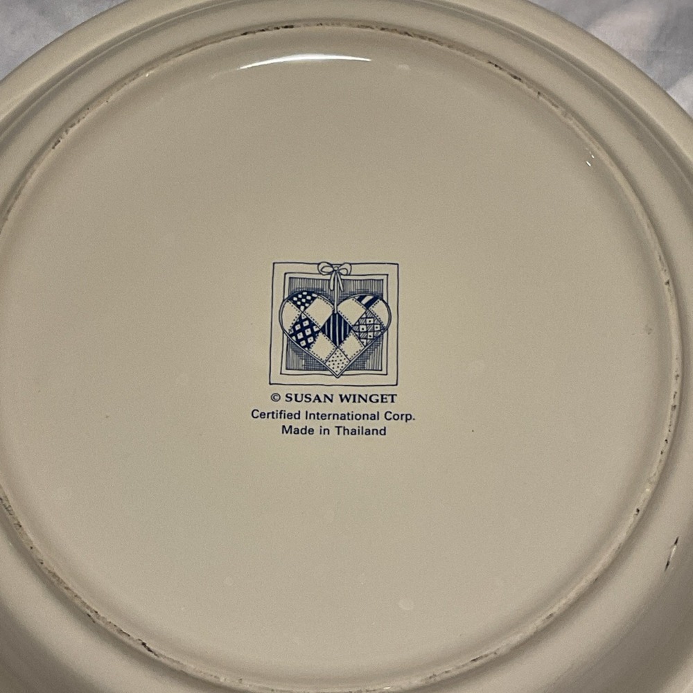 Vtg Susan Winget Strawberry Hearts Ceramic Pie Dish 10.75‎ Cottage Country Style - Picture 5 of 7